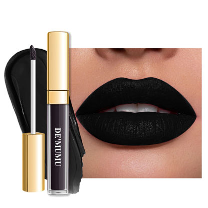 Picture of DE'MUMU Black Lipstick Matte for Women, Long Lasting Lipstick Smudge Proof No Transfer Goth Liquid Lipsticks, Cruelty Free Lip Makeup (DM23 Black Storm)