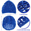 Picture of Geyoga 4 Pieces Mesh Crochet Hair Net Rayon Knit Snood Hat Thick Short Women Hairnet Snoods Cover Ornament for Sleeping (Blue)