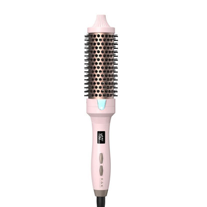 Picture of K&K 1 1/2 Inch Ceramic Tourmaline Ionic Heated Round Brush Curling Brush Creates Blowout Look -Creates Root Volume & Loose Curls Volume Curls Dual Voltage Hair Styling Tool (Pale Pink, 1.5 Inch)