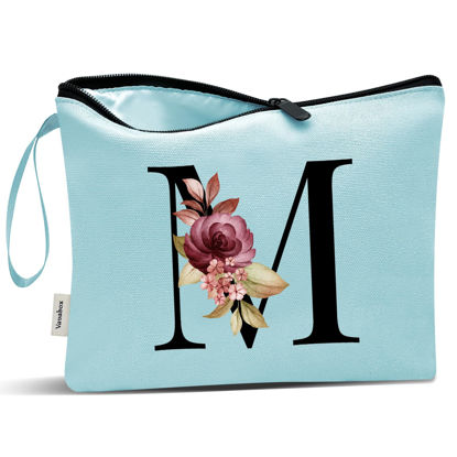 Picture of Vavabox A-Z Personalized Makeup Bag,Birthday Gifts for Women Mom,Gifts for Best Friend,Bride Bridesmaid Cosmetic bag (M, Green)