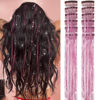 Picture of Hair Tinsel Pack of 12 Pcs Clip in Hair Tinsel 20 Inch Glitter Pink Tinsel Hair Extensions, Festival Tinsel Fairy Hair Extension Party Dazzle Hair Accessories Strands Kit(12Pcs,Pink#)