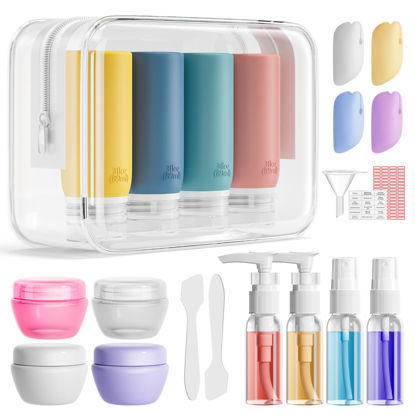 Picture of Muslish 21 Pack Travel Bottles for Toiletries, Leak-Proof TSA Compliant Silicone Travel Size Containers for Shampoo and Conditioner, BPA Free with Toiletry Bag (Yellow)