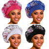 Picture of Satin Bonnet Hair Bonnet for Sleeping- 4 Pack Large Silk Bonnets for Black Women with Elastic Soft Band for Hair Care