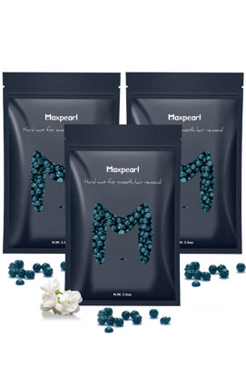 Picture of Maxpearl Hard Wax Beads, 300g Hair Removal Wax Beans for Brazilian Bikini, Face, Eyebrows, Underarms, Arms, Chest, Back, Legs, Pack of 3