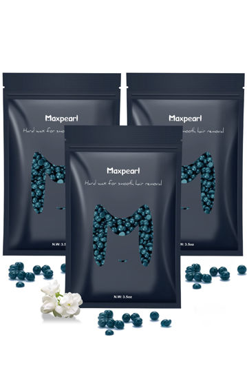 Picture of Maxpearl Hard Wax Beads, 300g Hair Removal Wax Beans for Brazilian Bikini, Face, Eyebrows, Underarms, Arms, Chest, Back, Legs, Pack of 3