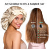 Picture of YFONG 100% 22 Momme Mulberry Silk Bonnet for Sleeping Women - Larger Double Layer Silk Hair Wrap - Non-Slip Silk Turban - Hair Silk Bonnet for Sleeping Women - Silk Cap for Sleeping, Champagne