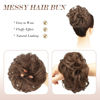 Picture of FESHFEN Messy Hair Bun Hair Pieces Elastic Wavy Curly Hair Bun Scrunchies Extensions Synthetic Chignon Hairpieces for Women Girls, Light Golden Brown 1 PCS