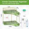 Picture of NATURE'S SOURCE Makeup Organizer for Vanity, 2-Tier Corner Bathroom Organizer Countertop with Makeup Brush Holder, Corner Counter Storage for Bathroom Dresser- Green