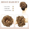 Picture of FESHFEN Messy Hair Bun Hair Pieces Elastic Wavy Curly Hair Bun Scrunchies Extensions Synthetic Chignon Hairpieces for Women Girls, Strawberry Blonde 1 PCS