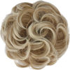 Picture of FESHFEN Messy Hair Bun Hair Pieces Elastic Wavy Curly Hair Bun Scrunchies Extensions Synthetic Chignon Hairpieces for Women Girls, Strawberry Blonde & Platinum Blonde Tips 1 PCS