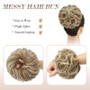 Picture of FESHFEN Messy Hair Bun Hair Pieces Elastic Wavy Curly Hair Bun Scrunchies Extensions Synthetic Chignon Hairpieces for Women Girls, Strawberry Blonde & Platinum Blonde Tips 1 PCS