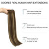 Picture of DOORES Seamless Clip in Hair Extensions, Chocolate Brown to Caramel Blonde 16 Inch 130g 7pcs, Human Hair Extensions Clip in Remy Straight Hair Extensions Thin Weft Invisi Edge Hair Extensions