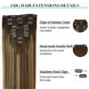 Picture of DOORES Hair Extensions Clip in Human Hair, Balayage Chocolate Brown to Caramel Blonde 150g 9pcs 16 Inch, Remy Human Hair Extensions Clip in Hair Extensions Real Human Hair Straight Thick Extensions