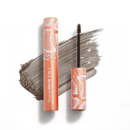 Picture of Grande Cosmetics 2-in-1 Tinted Brow Gel + Brow Enhancing Serum, Thick & Darker Brows, Shape & Fill Brows Effortlessly, Taupe, Travel Size