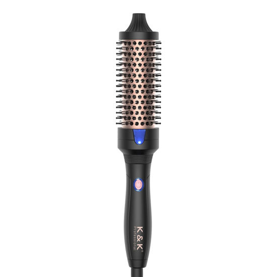 Picture of K&K Heated Curling Brush - 1.5 Inch Ceramic Tourmaline Ionic Volumizing Hot Brush for Root Volume & Loose Curls (Black)