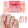 Picture of SINOKAME Neutral XS Coffin Soft Gel Tips, Extra Short Gel Press on Nails Nude Base Pre-colored for a Quick and- Easy Application, Sheer gel nail Tips Can Be Cured and Soaked off for Gel Nail Extension 12 Sizes 600pcs