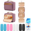 Picture of Travel Hanging Toiletry Bag for Women and Men, with 8 Leak Proofing Silicone Bottle Covers, Waterproof Makeup Accessories, Cosmetic Essentials, Toiletries Dopp Kit Set with Jewelry Organizer, Purple