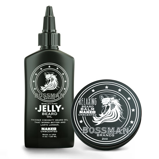 Picture of Bossman Beard Oil Jelly and Relaxing Beard Balm Combo- Naked Scent