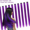 Picture of RINBOOOL Purple Hair Extensions Clip in, 22 Inch 10 Pieces Long Straight Colored, for Kids Girls Women Highlight Party, Synthetic