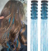 Picture of Sky Blue Fairy Hair Tinsel Kit Pack of 12 Pcs Clip in Hair Tinsel Kit 20 Inch Glitter Sky Blue Tinsel Hair Extensions Festival Gift Tinsel Fairy Hair Extension Party Dazzle Hair (12Pcs,Sky Blue#)