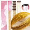 Picture of Hair Tinsel Pack of 12 Pcs Clip in Hair Tinsel 20 Inch Golden Glitter Tinsel Hair Extensions, Festival Tinsel Fairy Hair Extension Party Dazzle Hair Accessories Strands Kit (12Pcs,Golden#)