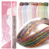 Picture of Clip in Hair Tinsel, Pack of 12 Pcs 20 Inch, Glitter Tinsel Hair Extensions, Festival Tinsel Fairy Hair Extension Party Dazzle Hair Accessories Strands Kit for Women Girls Kids(12Pcs,Six-Color#)