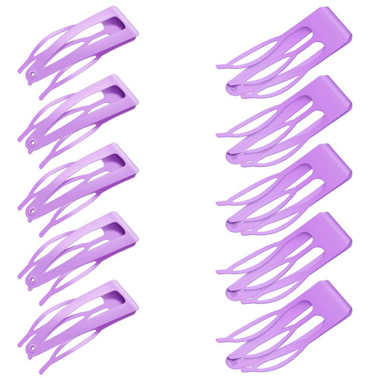 Picture of Chinco 24 Pieces Double Grip Hair Clips Metal Snap Hair Clips Women Hair Barrettes for Hair Making, Salon Supplies (Light Purple, 2 Inch)