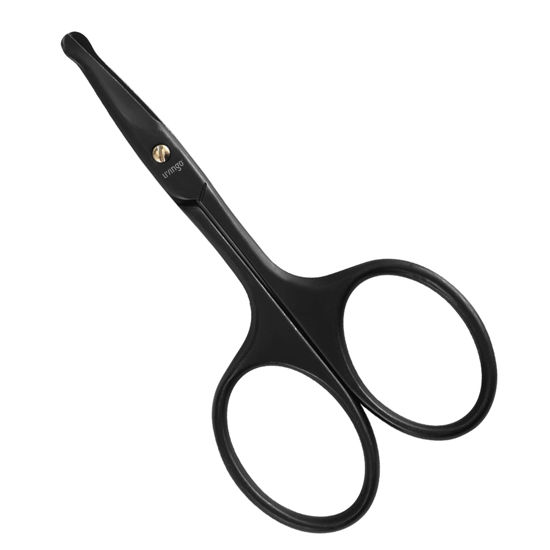 Picture of LIVINGO 3.75" Premium Nose Hair Scissors, Curved Safety Blades with Rounded Tip for Trimming Small Details Facial Hair, Ear Hair, Eyebrow (Black)