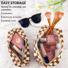 Picture of ZLFSRQ 2Pcs Checkered Makeup Bag for Women Pencil Pouch Travel Small Cosmetic Bag Set Cute Makeup Pouch Purse Pencil Case Pencil Bag Zippered Toiletry Bag Organizer Preppy Trendy Storage Bag(Brown)