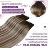 Picture of LaaVoo Tape in Hair Extensions Human Hair 16 Inch Ombre Dark Brown to Light Brown Mix Light Blonde Tape Extensions Human Hair Invisible Tape Hair Extensions Real Human Hair 20pcs/50g