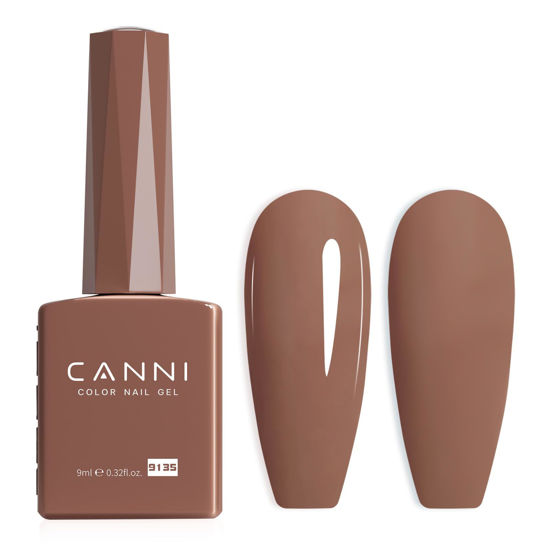 Picture of CANNI Brown Gel Nail Polish, 1Pcs Brown Fall Winter Gel Polish Chocolate Brown Color Nail Polish Gel High Gloss Soak Off U V Gel Nail French Nail Manicure Salon DIY