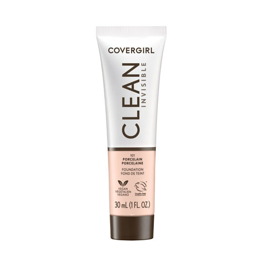 Picture of CoverGirl Clean Invisible, Porcelain, Foundation, Blendable Formula, Buildable Coverage, Lightweight, Natural Finish, Non-Comedogenic, 1oz
