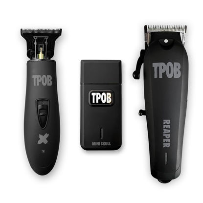 Picture of TPOB Slime 2 Black Clipper Trimmer Shaver Set Barber Hair Clippers for Men 6800 RPM with Rubber Case