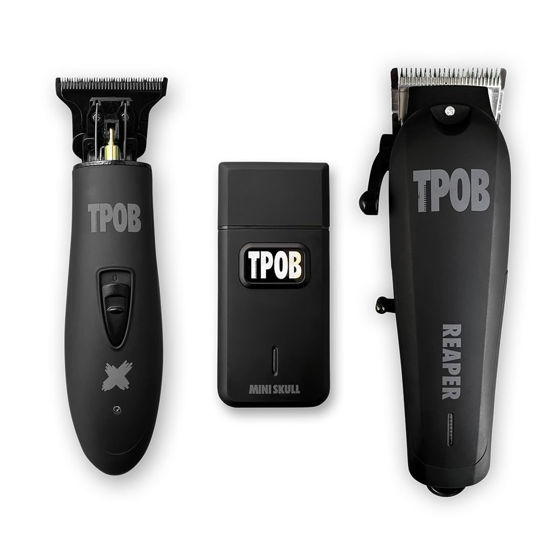 Picture of TPOB Slime 2 Black Clipper Trimmer Shaver Set Barber Hair Clippers for Men 6800 RPM with Rubber Case