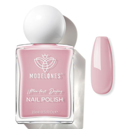 Picture of modelones Quick Dry Nail Polish, Diamond Pink Shine Fast Drying Nail Lacquer, 15 ml Fall Winter Air Dry Nail Art DIY Home Salon Long Last Manicure Gift for Women Girls 0.5 Fl Oz