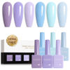 Picture of CANNI Purple Blue Gel Nail Polish Set, 6 Colors 9ML Gel Polish Light Purple Baby Blue Summer Lavender Ice Blue Nail Polish Soak Off UV LED Kit DIY Nail Art Manicure Home Nail Salon for Women