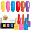 Picture of CANNI Summer Gel Nail Polish Set,Bright Rainbow Collection 6 Colors 9ML Hot Red Pink Yellow High Gloss Soak Off UV LED Gel Nail French Nail Manicure Salon DIY