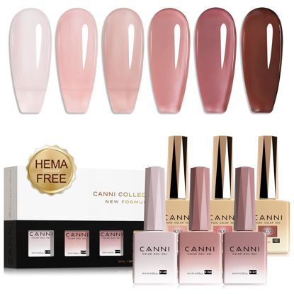 Picture of CANNI Jelly Gel Nail Polish Set,Pink Brown 6 Colors 9ML Jelly Translucent Gel Polish Set,Natural Red Pink Brown, High Gloss Soak Off UV LED Gel Nail Manicure Salon DIY