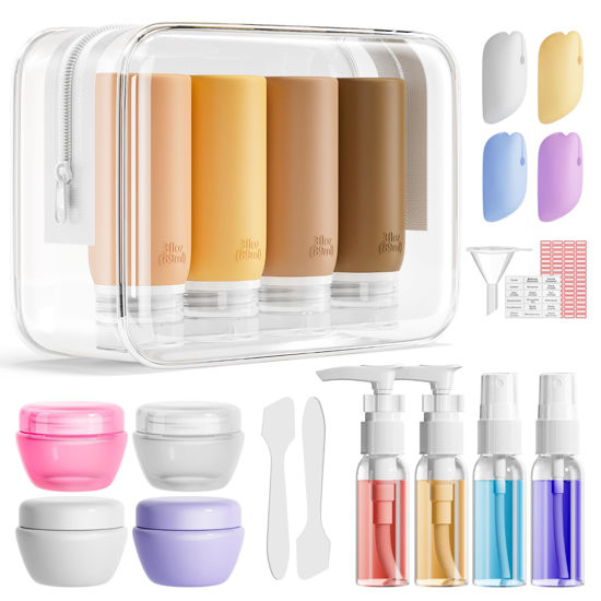 Picture of Muslish 21 Pack Travel Bottles for Toiletries, Leak-Proof TSA Compliant Silicone Travel Size Containers for Shampoo and Conditioner, BPA Free with Toiletry Bag (Apricot)
