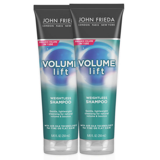 Picture of John Frieda Volume Lift Weightless Shampoo, Volumizing Shampoo with Air-Silk Technology for Fine or Flat Hair, Adds Natural Fullness, Safe for Color-Treated Hair, 8.45 Oz, Pack of 2