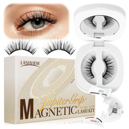 Picture of LASHVIEW Upgrade Soft Magnetic Eyelashes Natural Look, Reusable Magnetic Eyelashes with Applicator, No Glue Needed Magnetic Eyelashes Magnetic Lashes Kit, Easy to Wear and Remove CT01