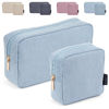 Picture of MAGEFY Makeup Bag for Purse, 2 Pcs Corduroy Cosmetic Bag for Girls Women Small Travel Makeup Pouch with Zipper(Blue)