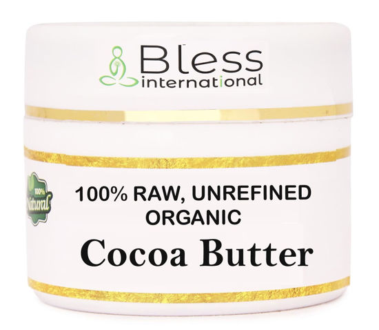 Picture of Organic Raw Cocoa Butter 100% Pure,Natural & Unrefined| Skin Moisturizer For Face, Body & Hair| 4 OZ/115 GM Ivory/White Grade A | DIY Creams, Balms, Lotions, Soaps| Softens Dry & Tough Skin