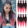 Picture of Dorsanee Ombre Pink Braiding Hair Pre Stretched 20 Inch 8 Packs Braiding Hair Extensions for Crochet Box Braids Twists Locs Hair Itch Free Soft Yaki Texture Hot Water Setting (20inch,#1B/Pink)