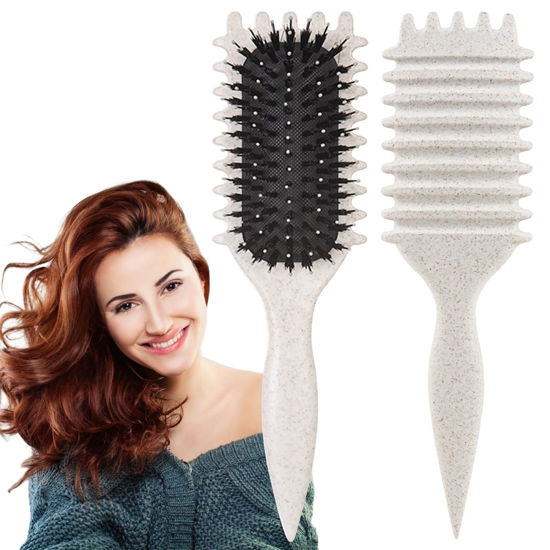 Picture of Curl Defining Brush, 1 PCS Curl Hair Brush, Curl Define Styling Brush, for Combing and Shaping Men's and Women's Curls to Reduce Pulling (Beige)