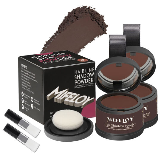 Picture of Mifeloy 2 Pack Root Touch Up Shadow Powder, Gray Hair Cover Up, Women Color Root Coverage Powder for Thinning Grey Hairline, Men Instantly Concealer Hair Loss Beard Line Eyebrow, Red Brown