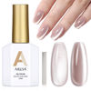 Picture of AILLSA Cat Eye Gel Nail Polish Nude Glitter Crystal Gel Polish with Magnet, Glass Sparkle Gel Nail Polish Reflective Shimmer Translucent Jelly Color U V Gel Salon DIY at Home 0.5 OZ GF26