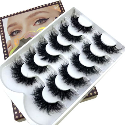 Picture of HBZGTLAD 6 Pairs Fluffy False Eyelashes Natural Faux Mink Strip 3D Lashes Pack (SR-1)