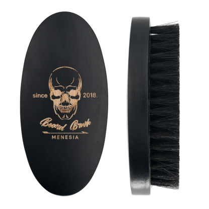 Picture of Menesia Black Boar Bristle Hair Beard Brush for Men, Small Soft Wood Beard Brush, Pocket Travel Men's Wooden Mustache Brush (Black)