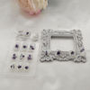 Picture of Square Press on Nails Extra Short Cute False Nails with Blue Sfumato Ink Flowers Designs White Full Cover Faux Nails Press ons for Women Fake Nails 24 Pcs